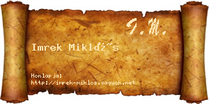 Imrek Miklós névjegykártya